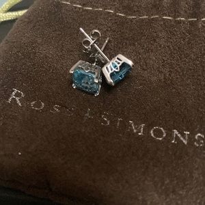 Brand new Sterling Silver Blue Topaz princess cut earrings